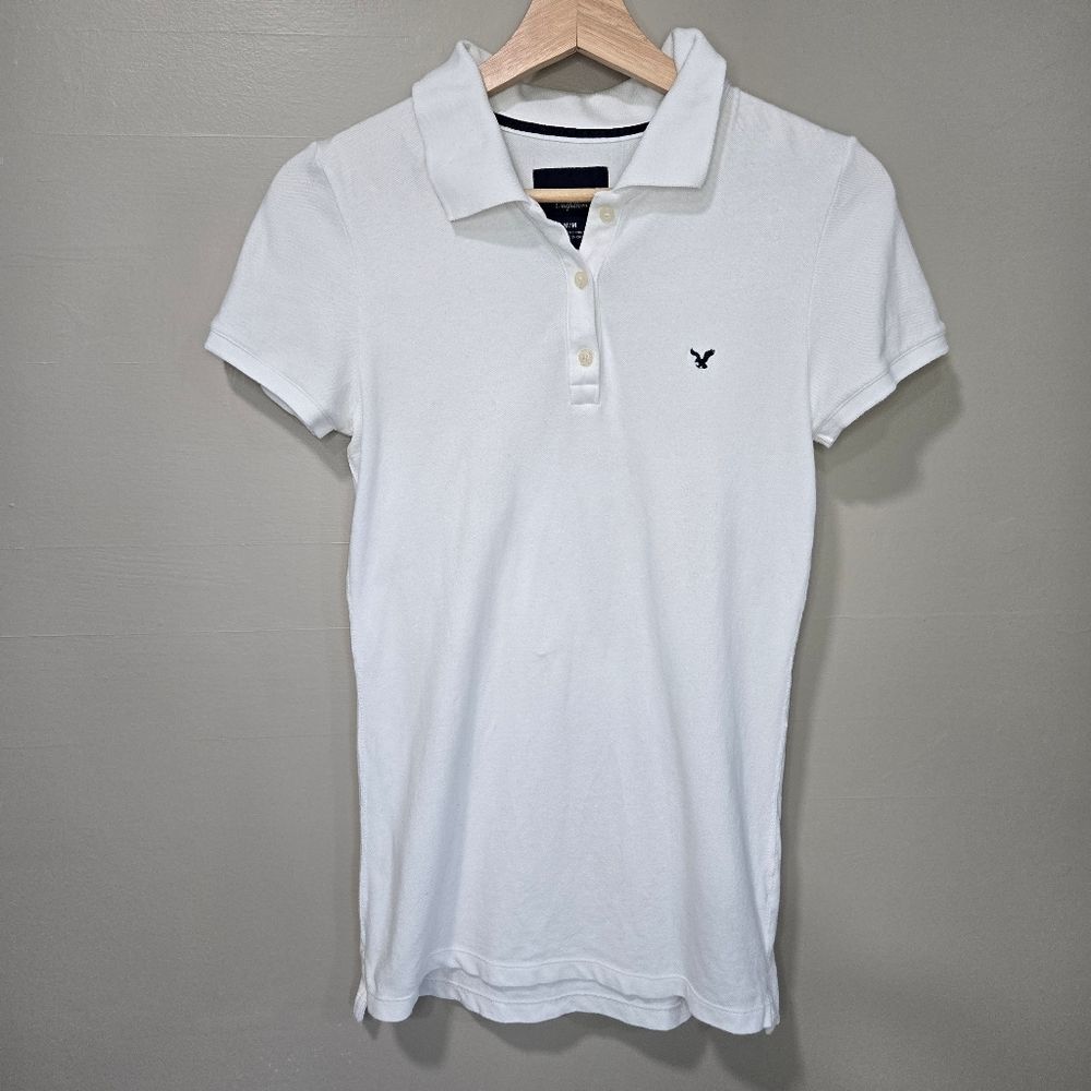 American Eagle White Polo Shirt with Logo